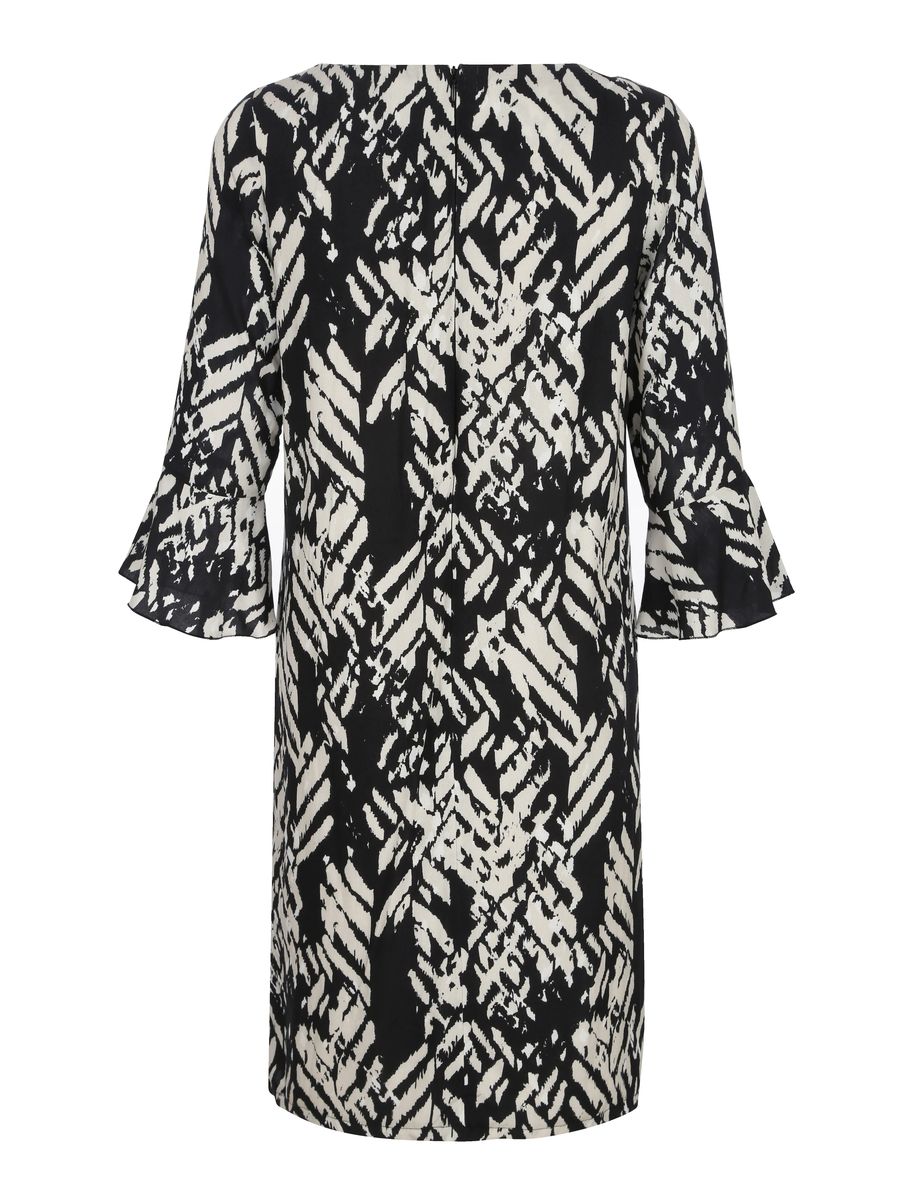 Kleid mit grafischem Druck und Volantärmeln