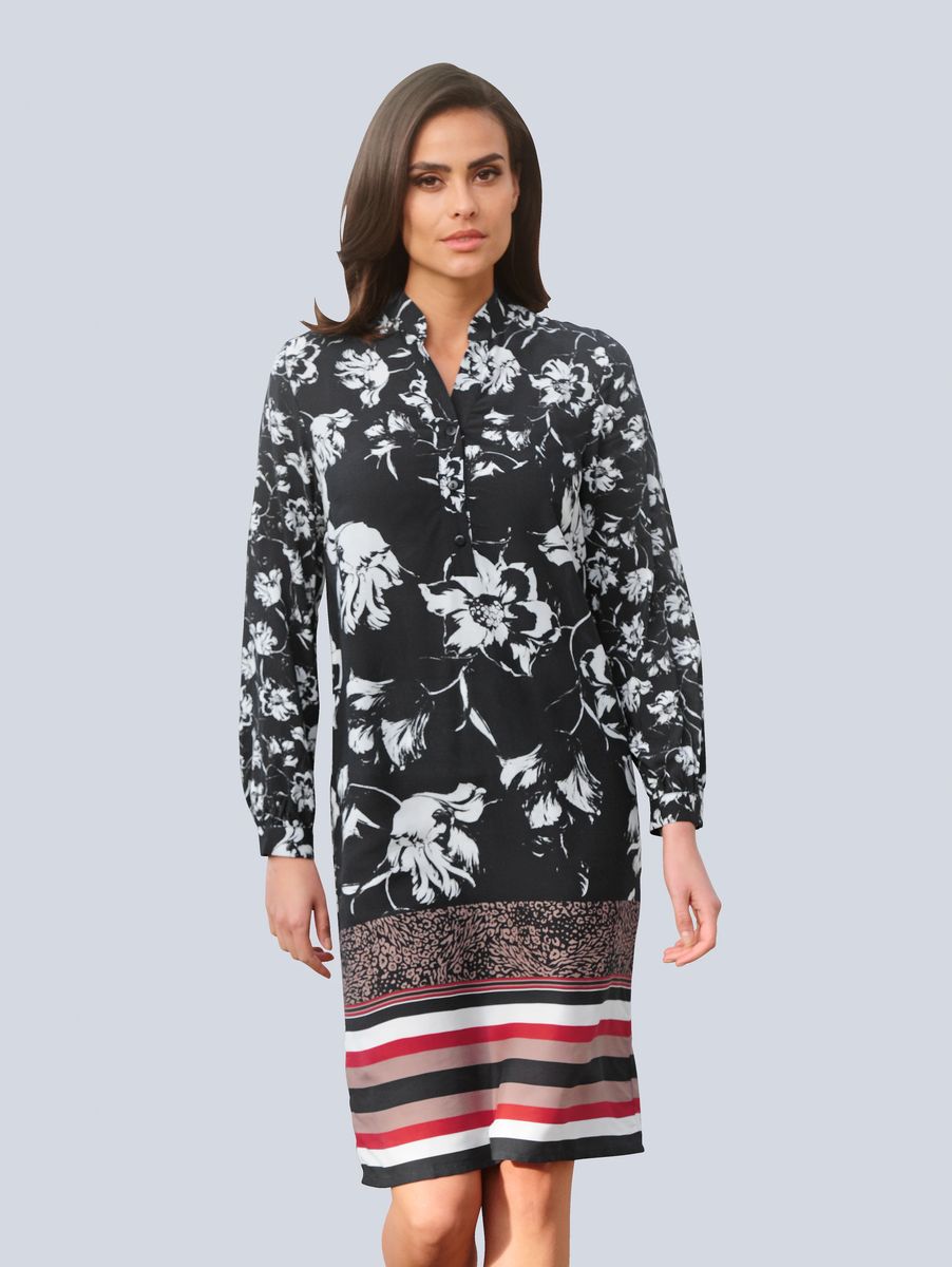 Florales Shiftkleid mit Bordürendruck