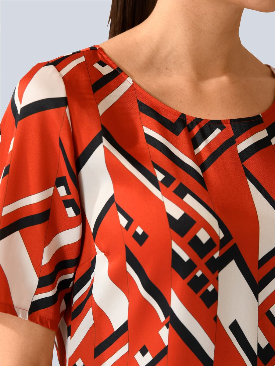 Tailliertes Kleid mit Grafik-Druck