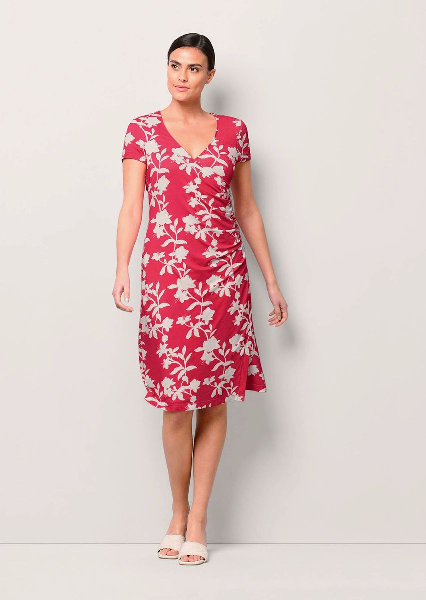 Geblümtes Jerseykleid in Wickeloptik