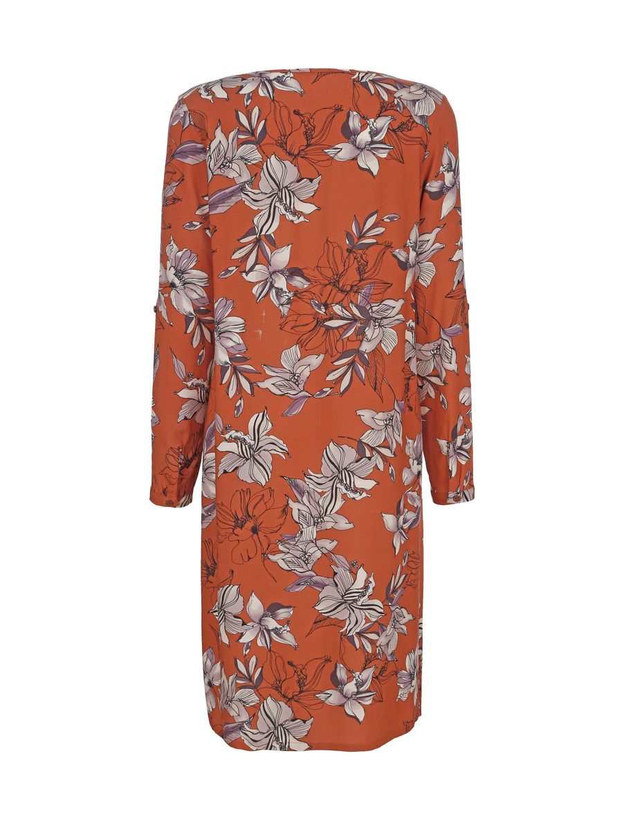 Florales Kleid mit Krempelärmeln