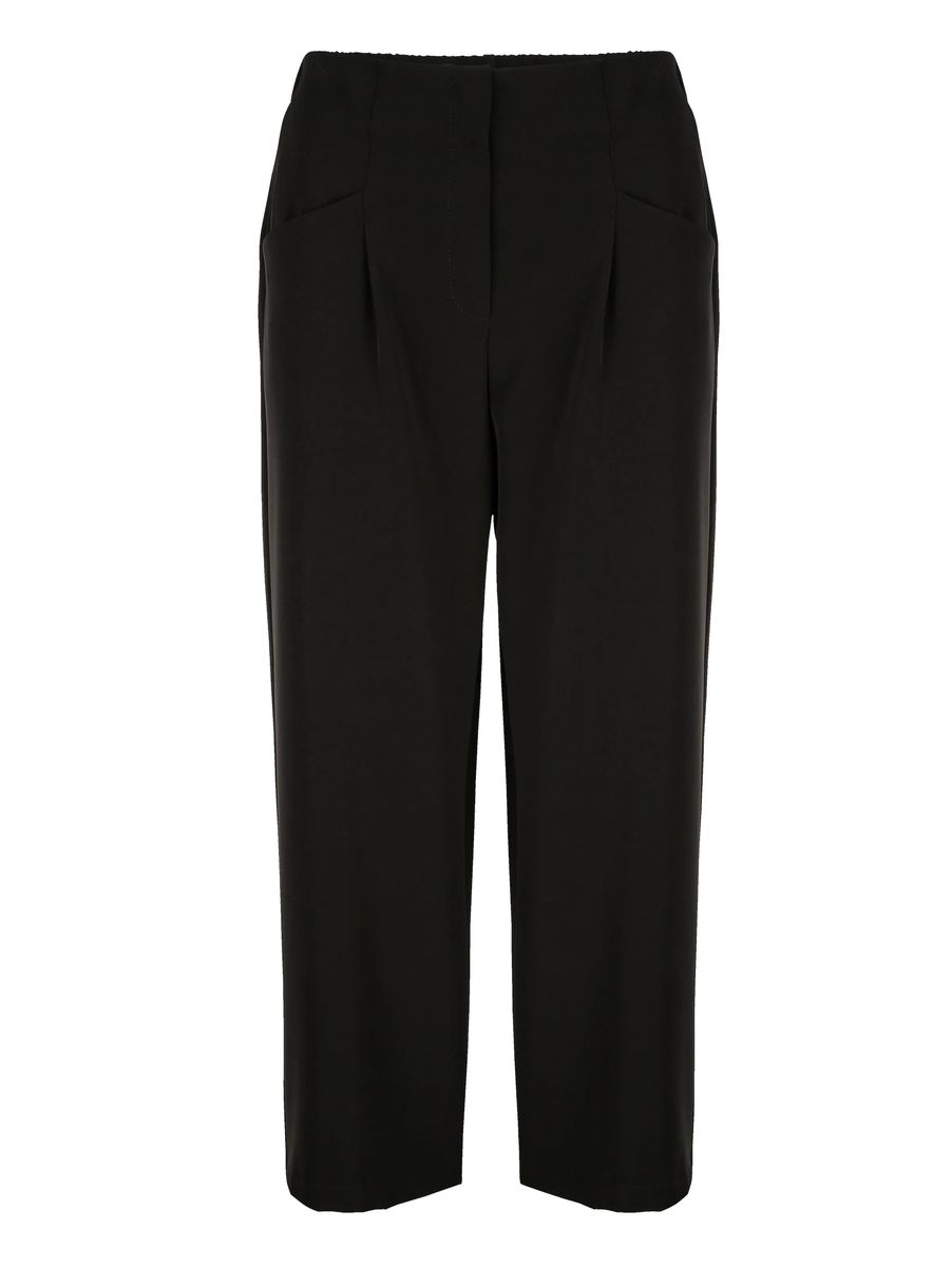 Hochgeschnittene Bundfaltenhose mit weitem Bein