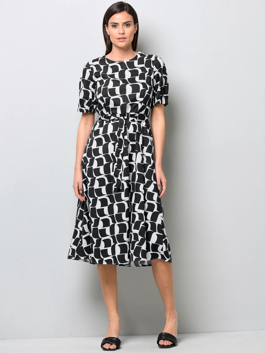 Midi-Kleid mit geometrischem Muster