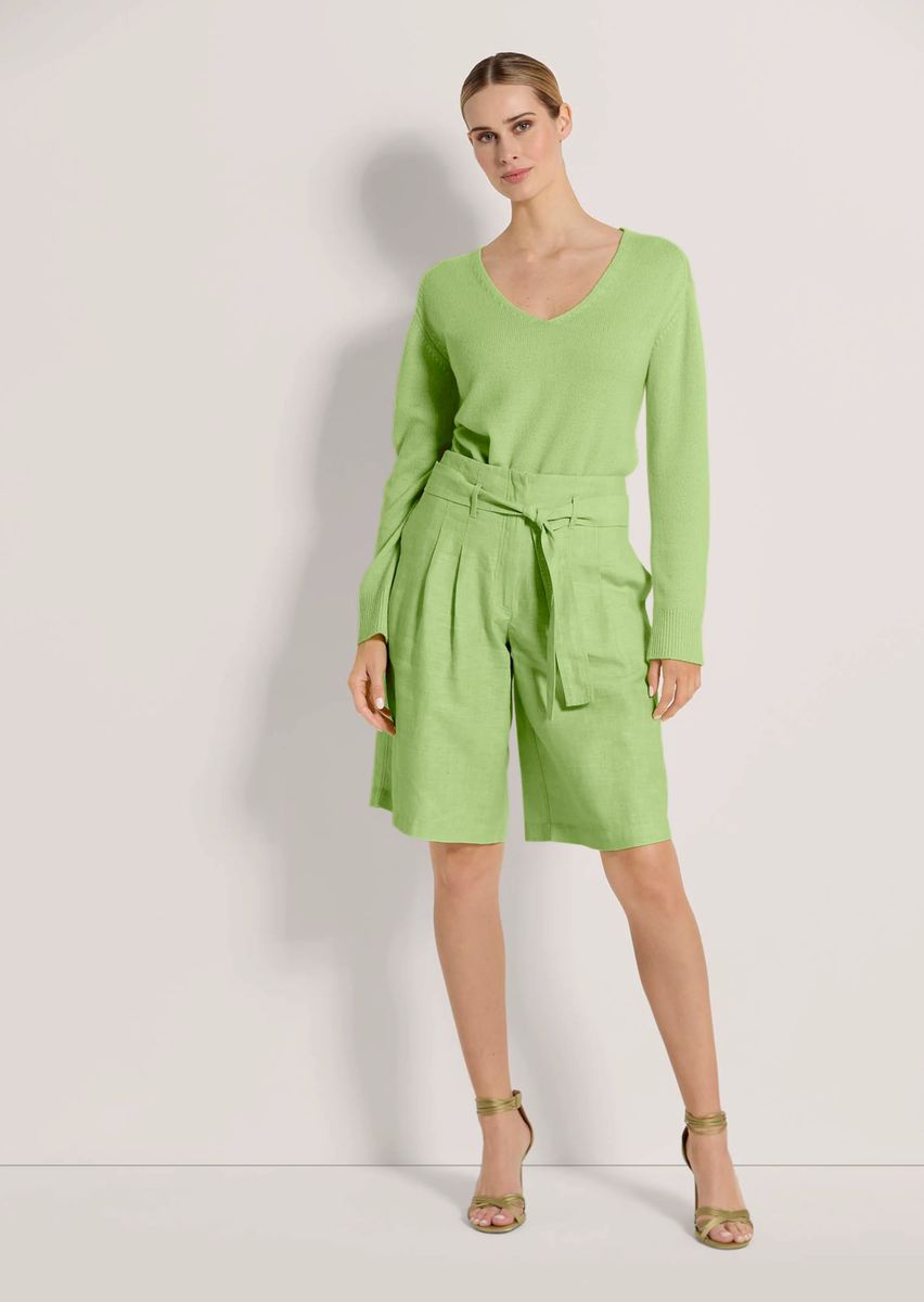Highwaist-Bermudashorts aus Leinen