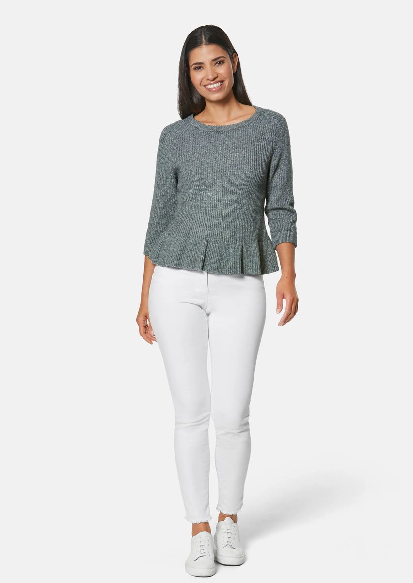 Gerippter Pullover mit Schößchen