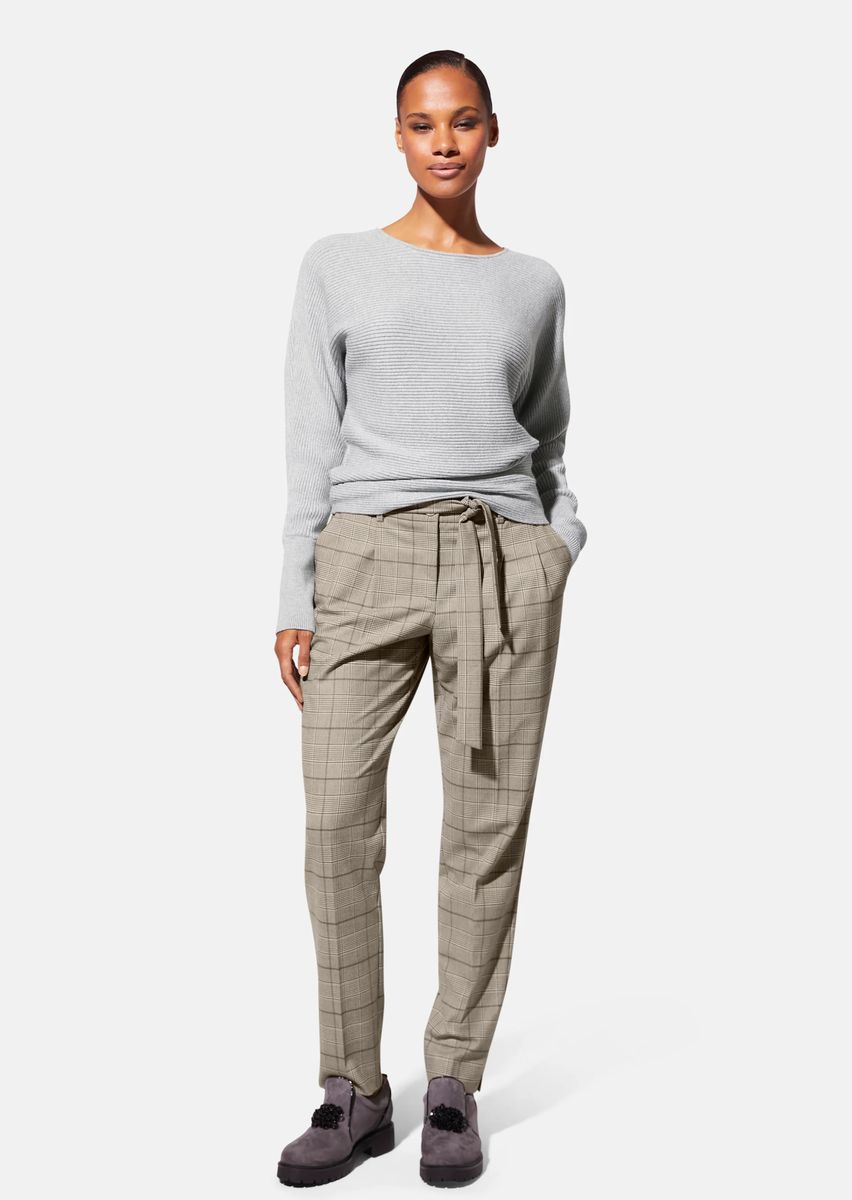 Karo-Bundfaltenhose mit Gürtel