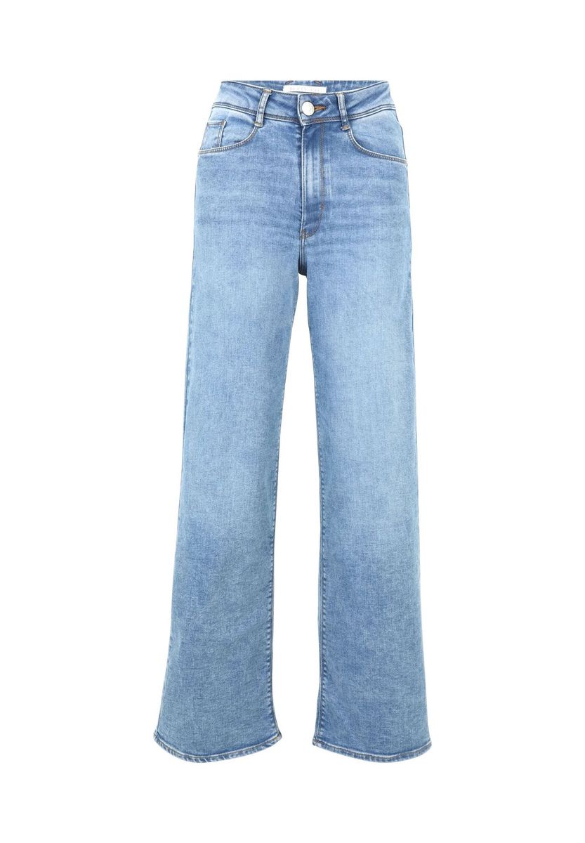 Hochtaillierte Wide-Leg Jeanshose aus Denim