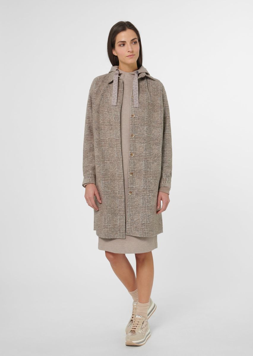 Lange Jersey-Hemdjacke mit Glencheck