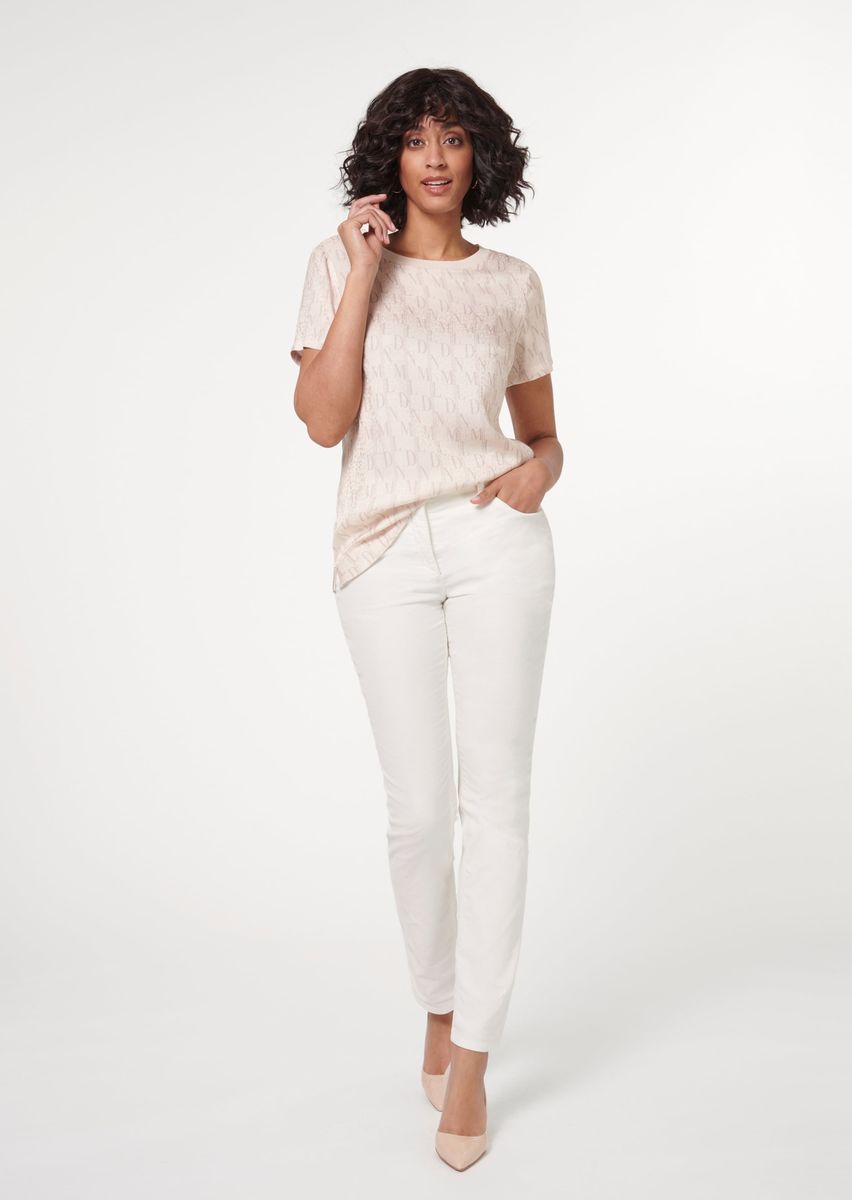 Schimmerndes Strickshirt mit Logoprint