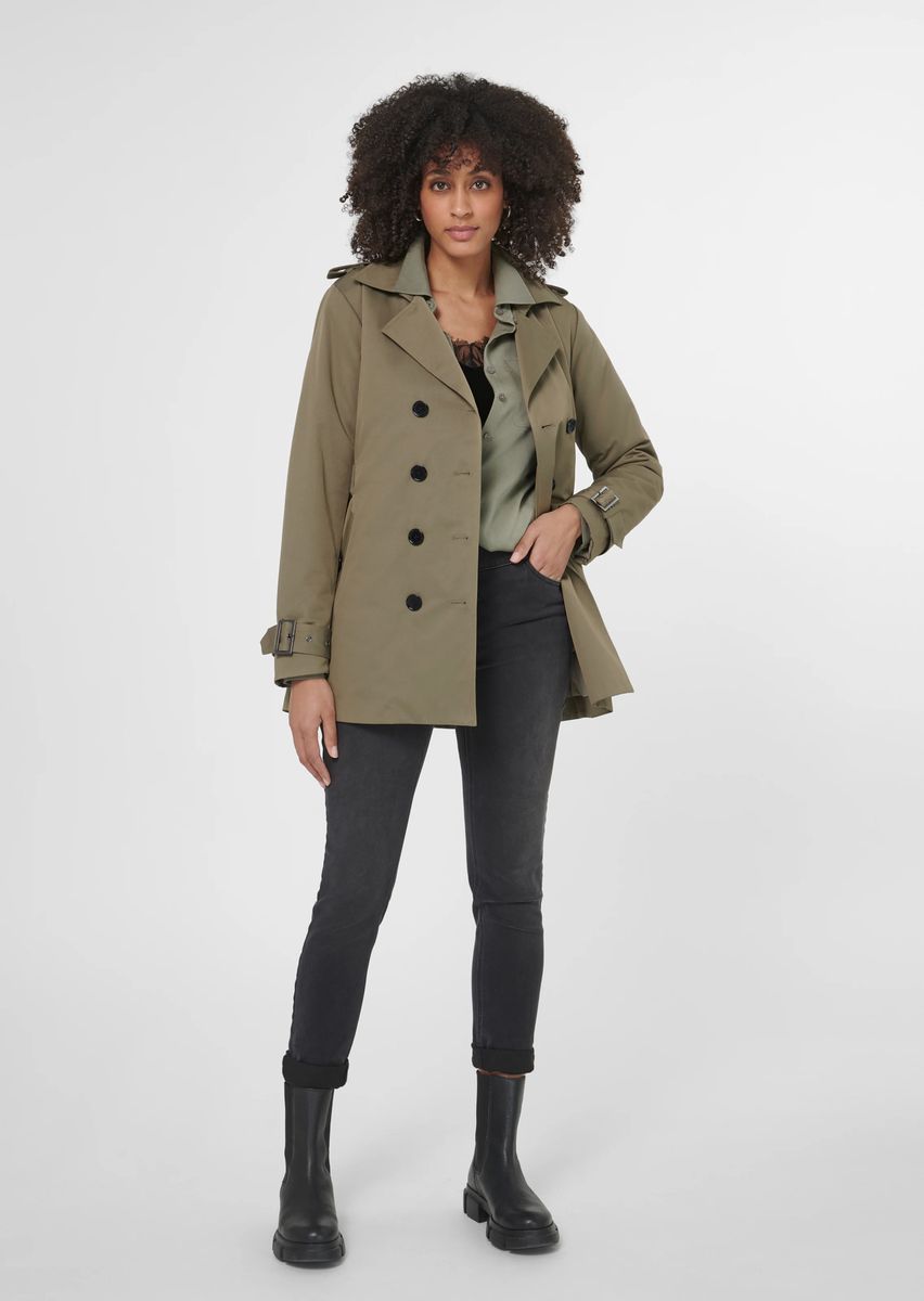 Zweireihige Trench-Jacke mit Gürtel