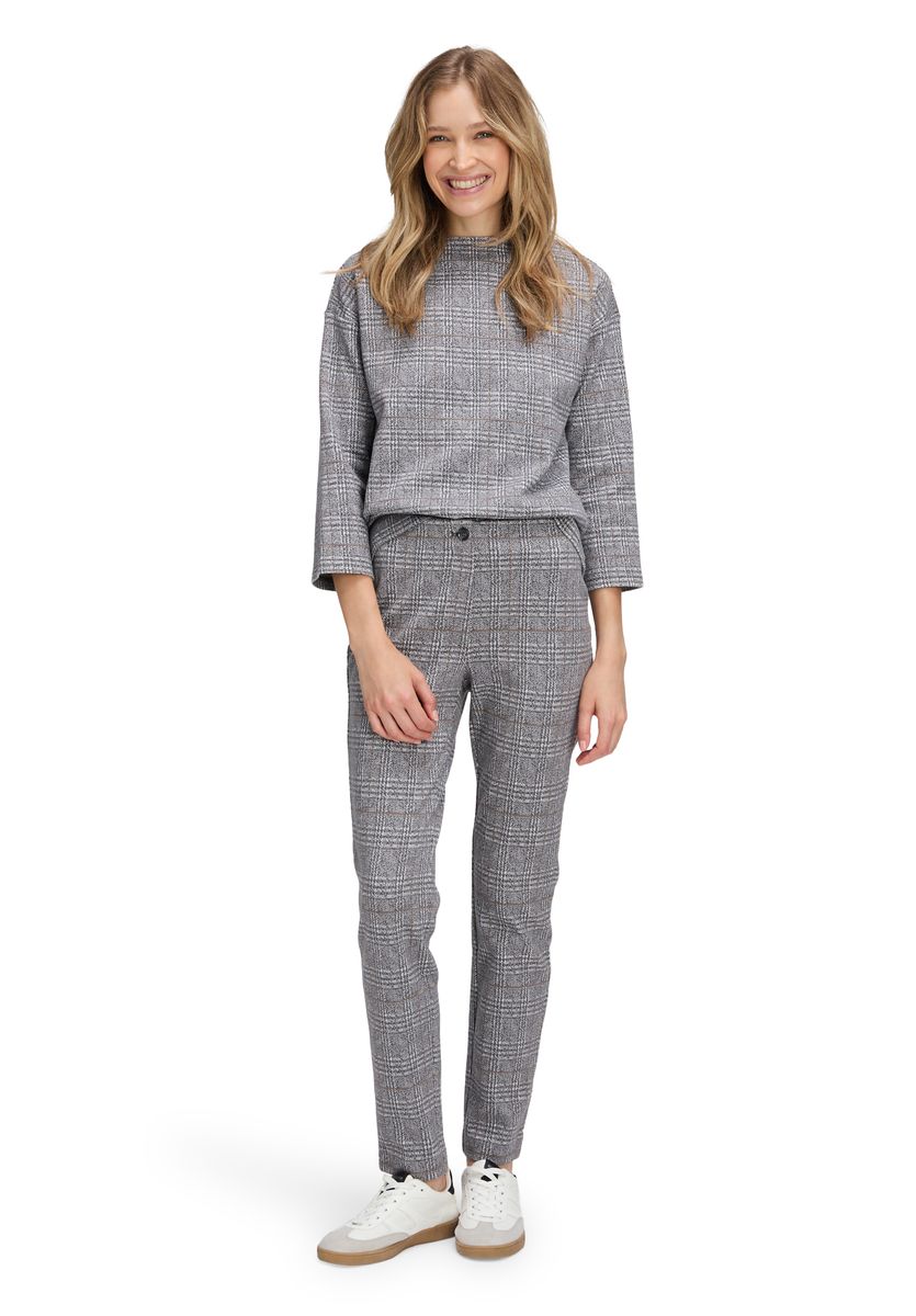 Kariertes Jacquard Rollkragen Sweatshirt