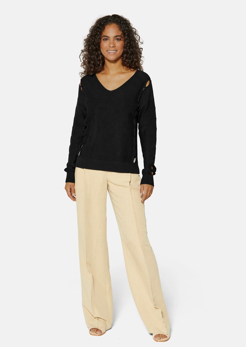 V-Ausschnitt-Pullover mit Cut-Outs