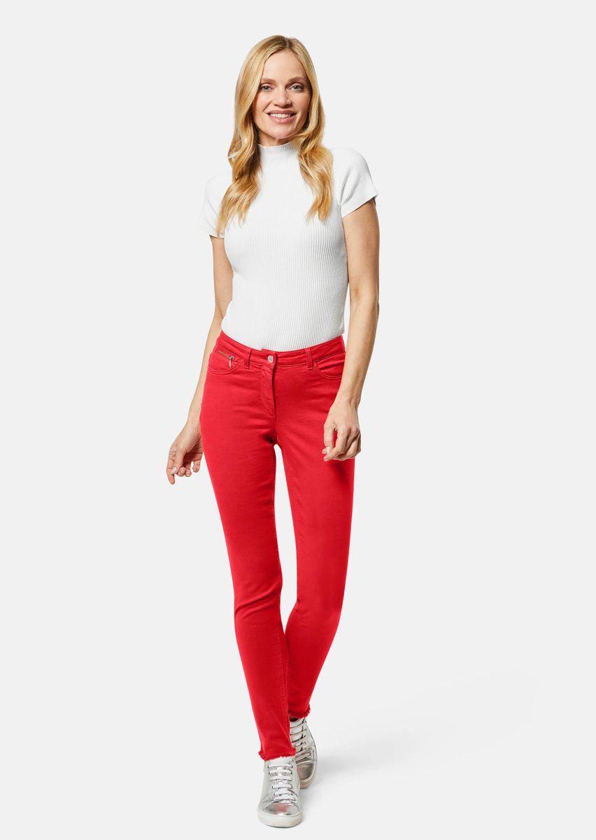 Skinny-Jeans mit feinem Fransensaum