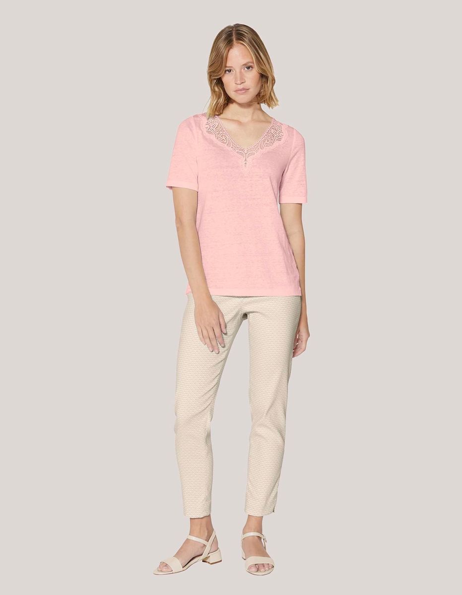 Leinenshirt mit feiner Spitze