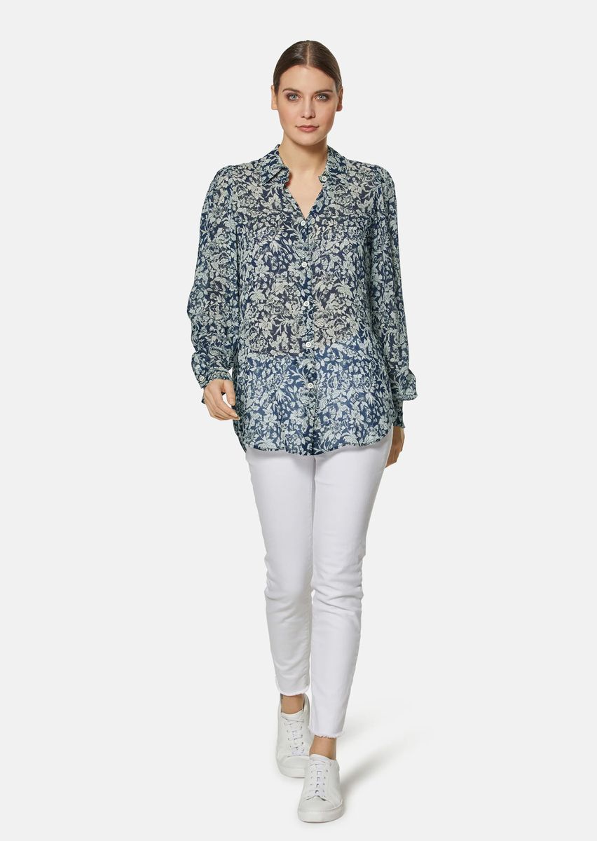 Viskose-Hemdbluse mit floralem Allover-Print