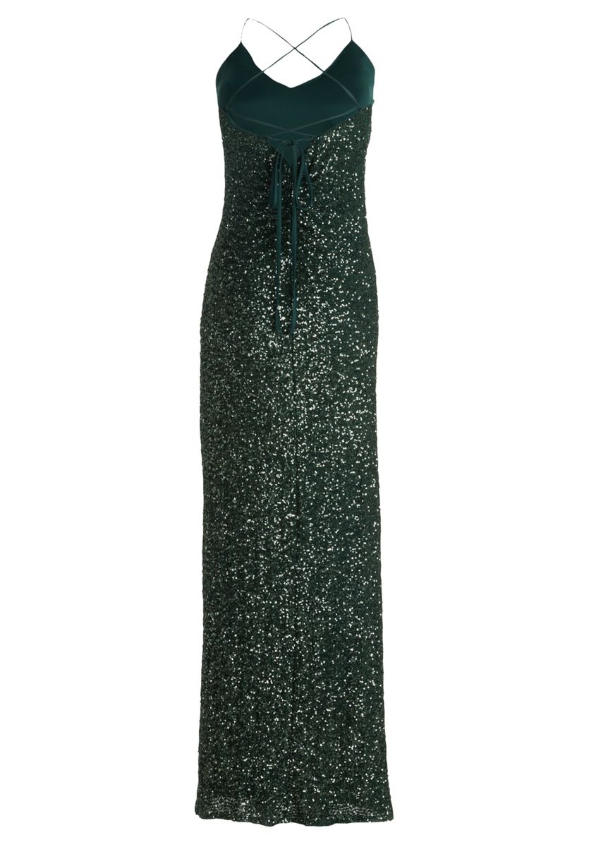 Pailletten-Maxikleid mit Schlitz