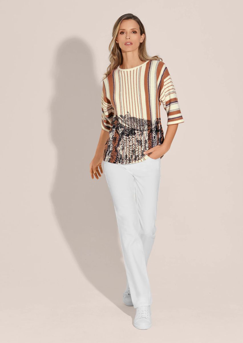 Merinowolle-Kaschmir-Pullover mit Mustermix