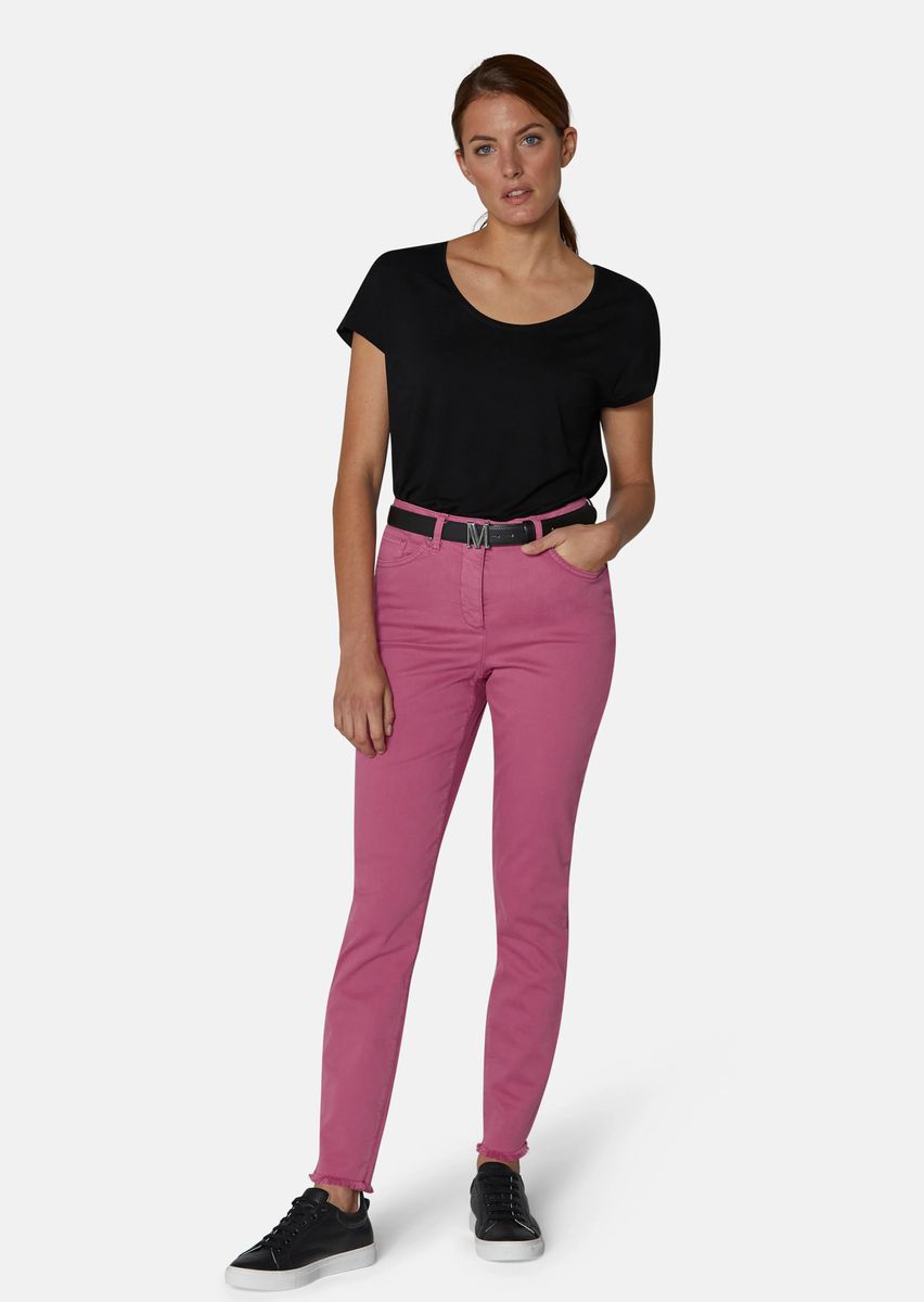 Skinny-Jeans mit feinem Fransensaum