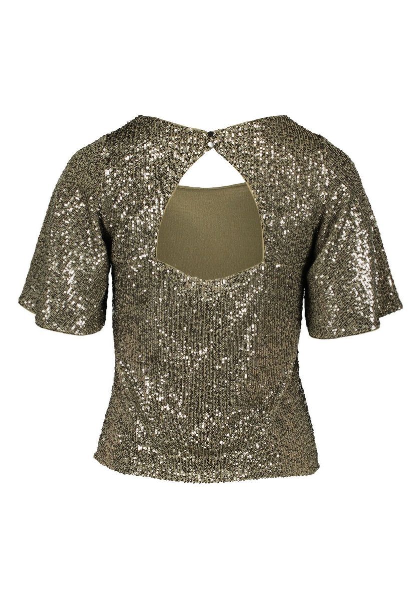 Vera Mont Pailletten-Bluse mit Flügelärmeln, braun, 42