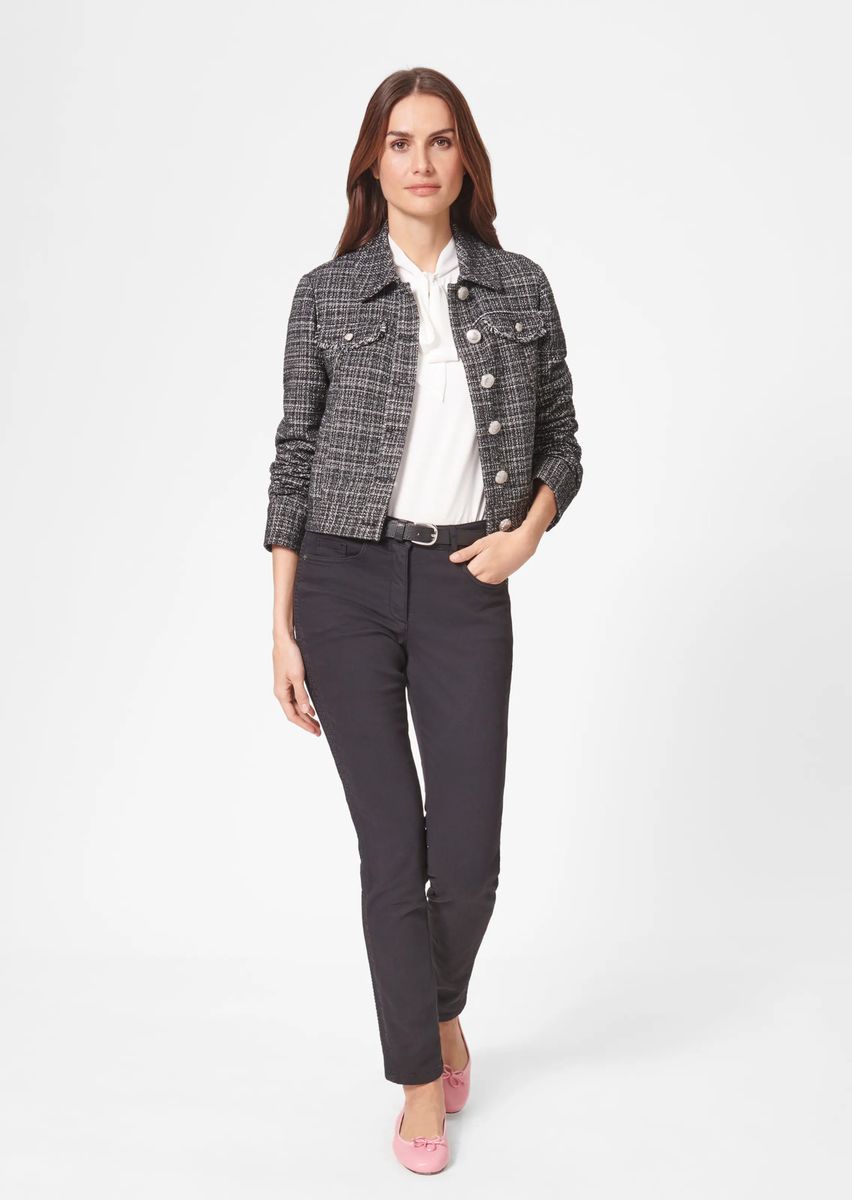 Kurze Tweedjacke im Jeansstil