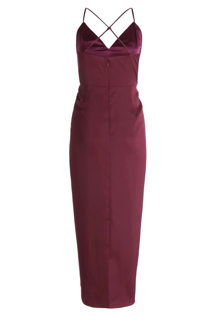 Elegantes drapiertes Satin-Midikleid