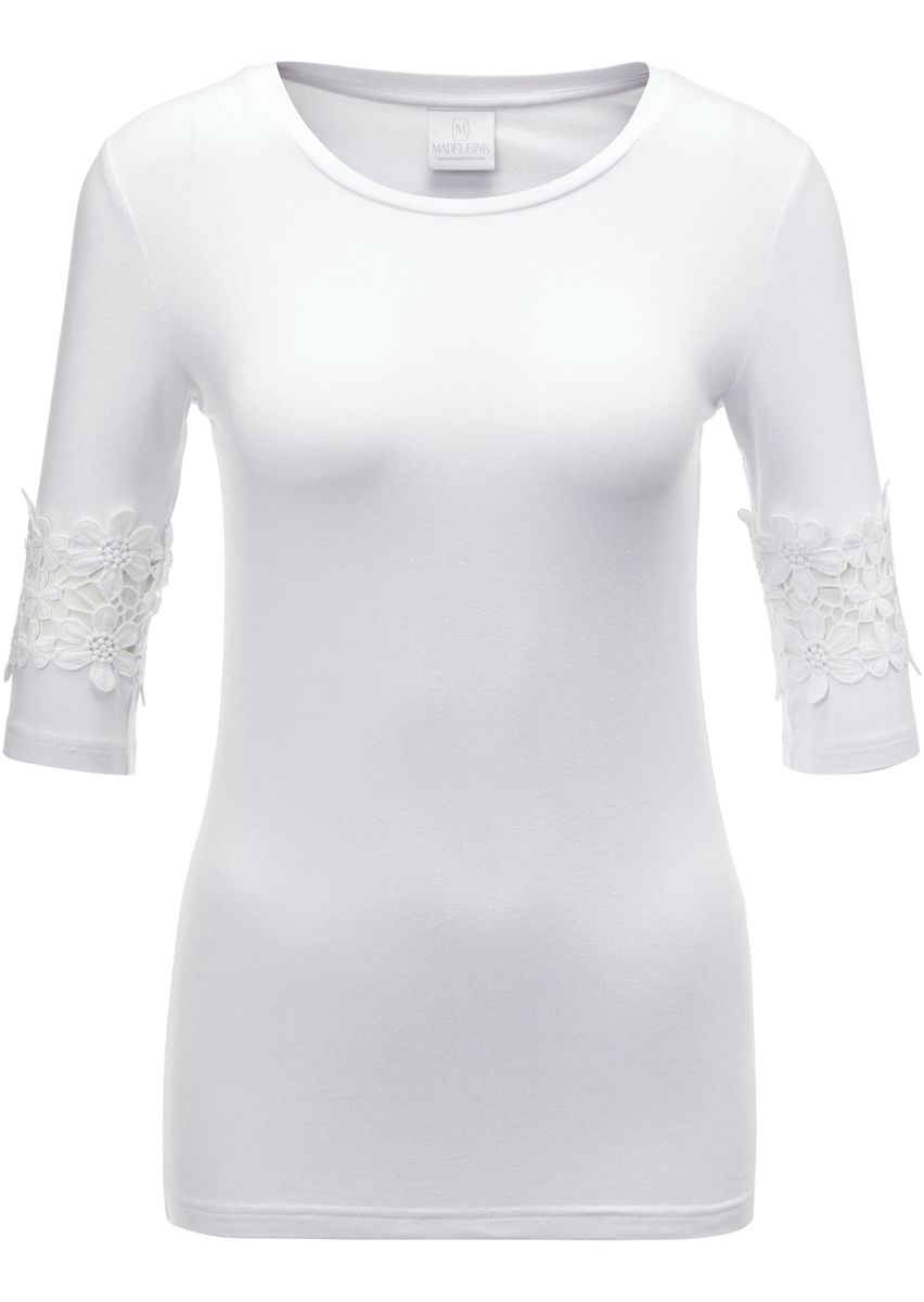 Halbarm-Shirt mit Spitzendetail