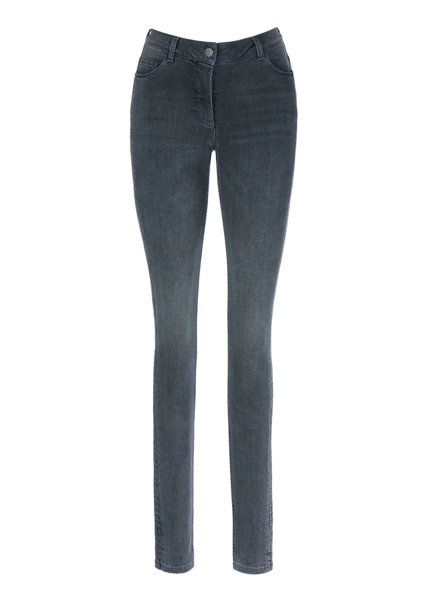 Skinny-Jeans mit seitlicher Raffung