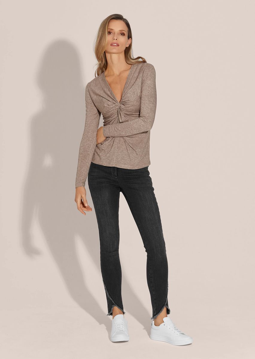 Elegantes Melange-Shirt mit Knotendetail
