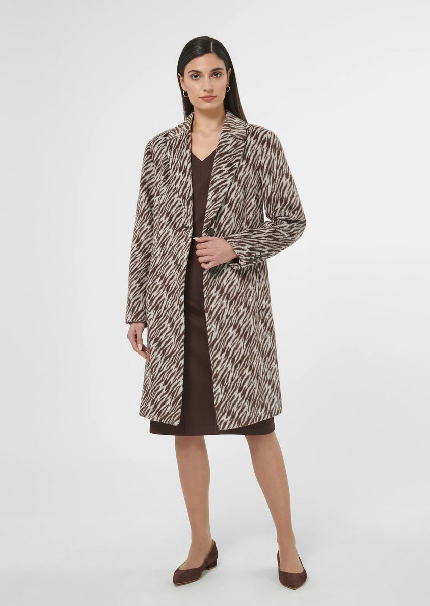 Kurzmantel mit Reverskragen und Animal-Print