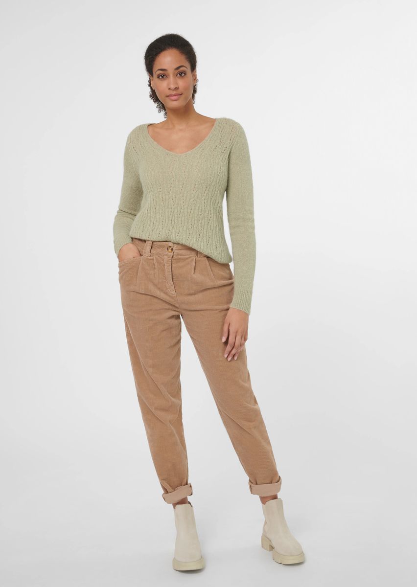 Ajour-Strickpullover aus Alpaka-Mischung