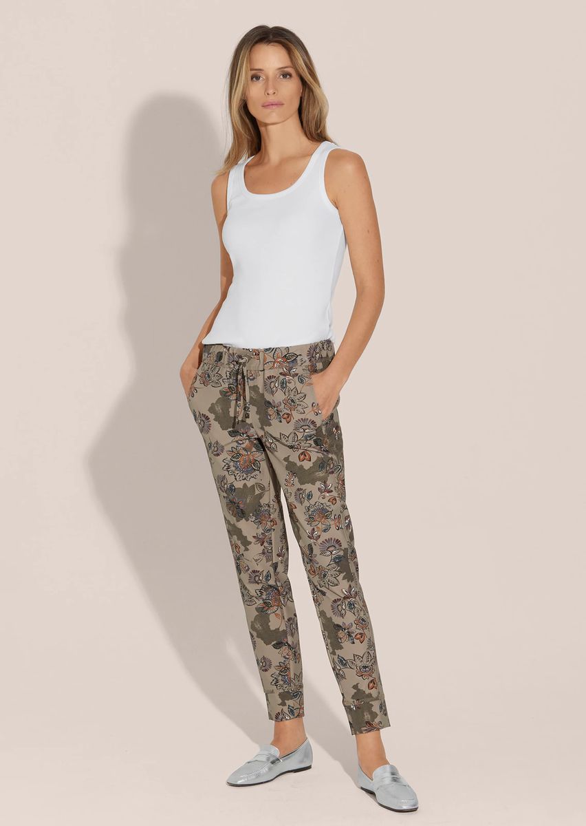 Konisch zulaufende Jogg-Pants mit Blumenmuster