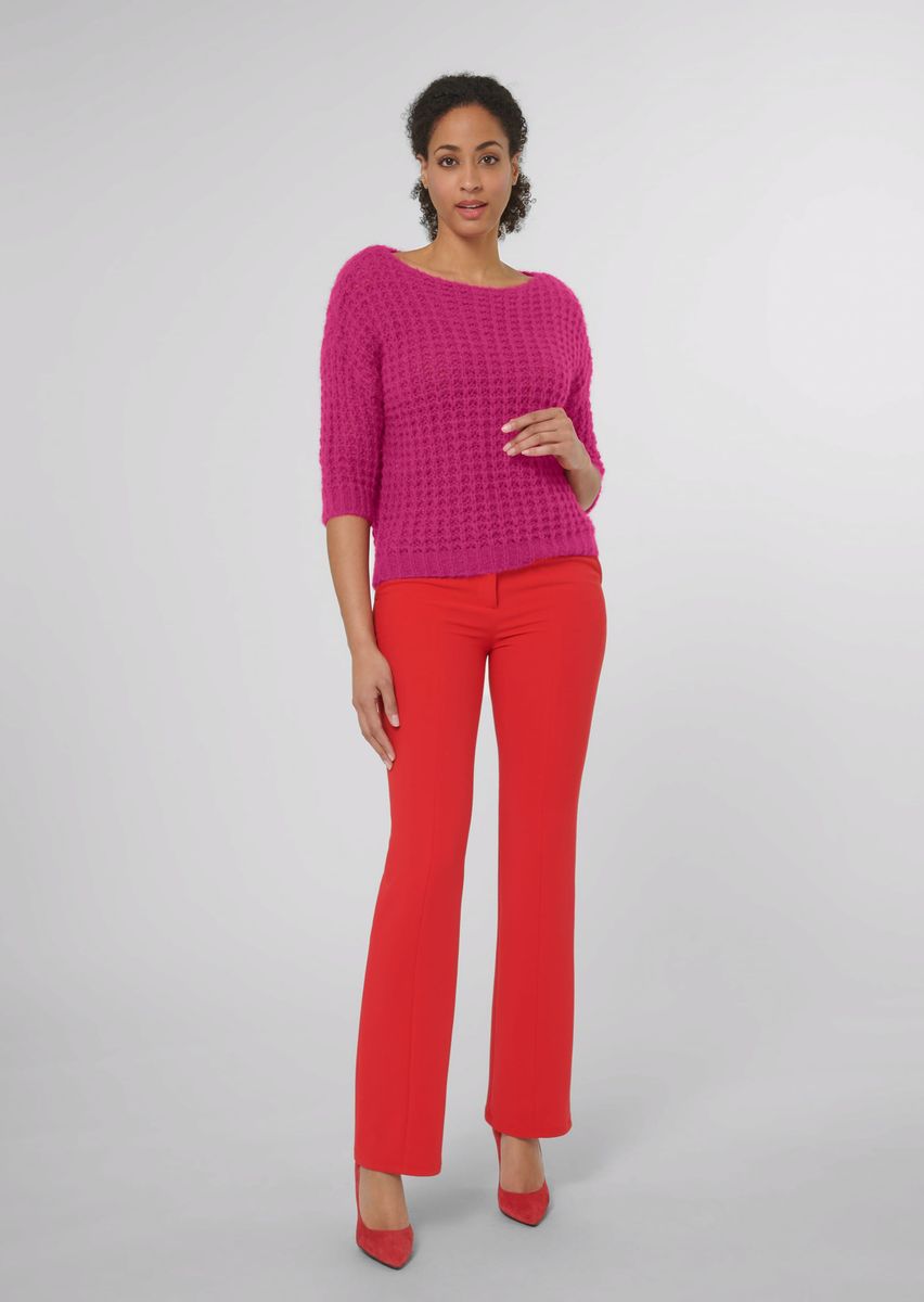 Boxiger Ajour-Strickpullover mit Pailletten
