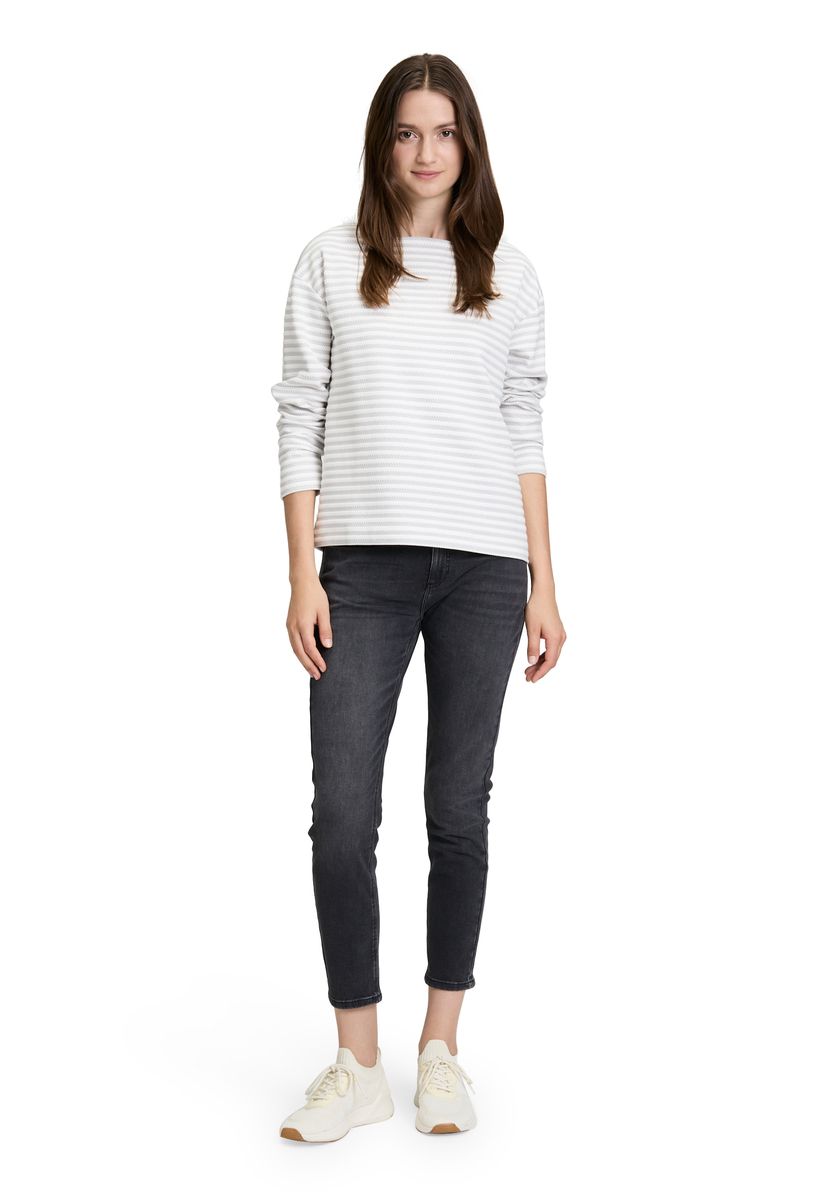 Gestreiftes Sweatshirt mit eckigem Ausschnitt und lockerer Passform