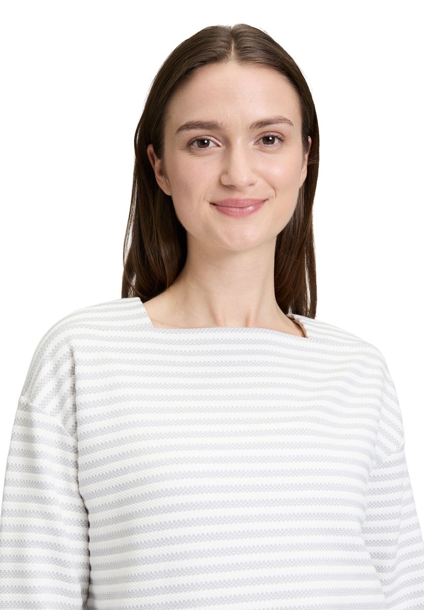 Gestreiftes Sweatshirt mit eckigem Ausschnitt und lockerer Passform