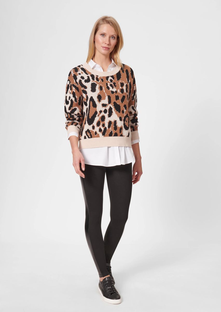 Strickpullover mit Leoparden-Intarsienmuster