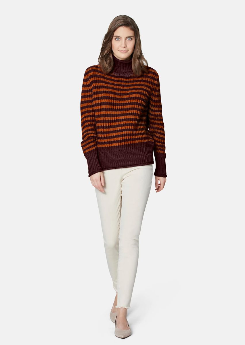 Oversize-Streifenpullover aus Schurwolle