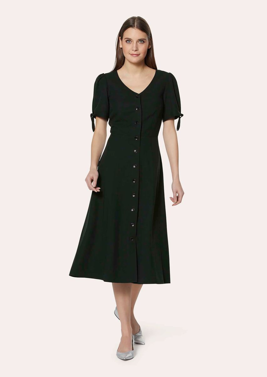 Durchgeknöpftes Midikleid mit Schleifendetails