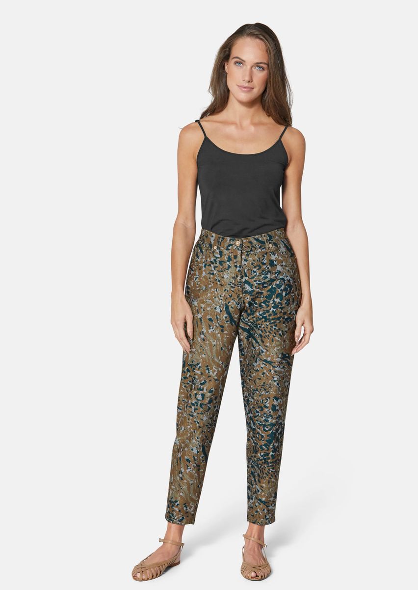 High-Waist Karottenjeans mit Animalprint