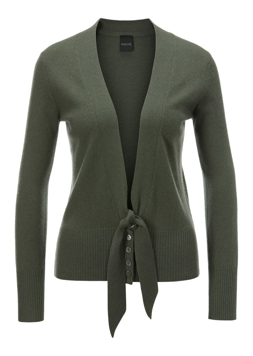 Luxuriöse Kaschmir-Strickjacke mit Bindeband
