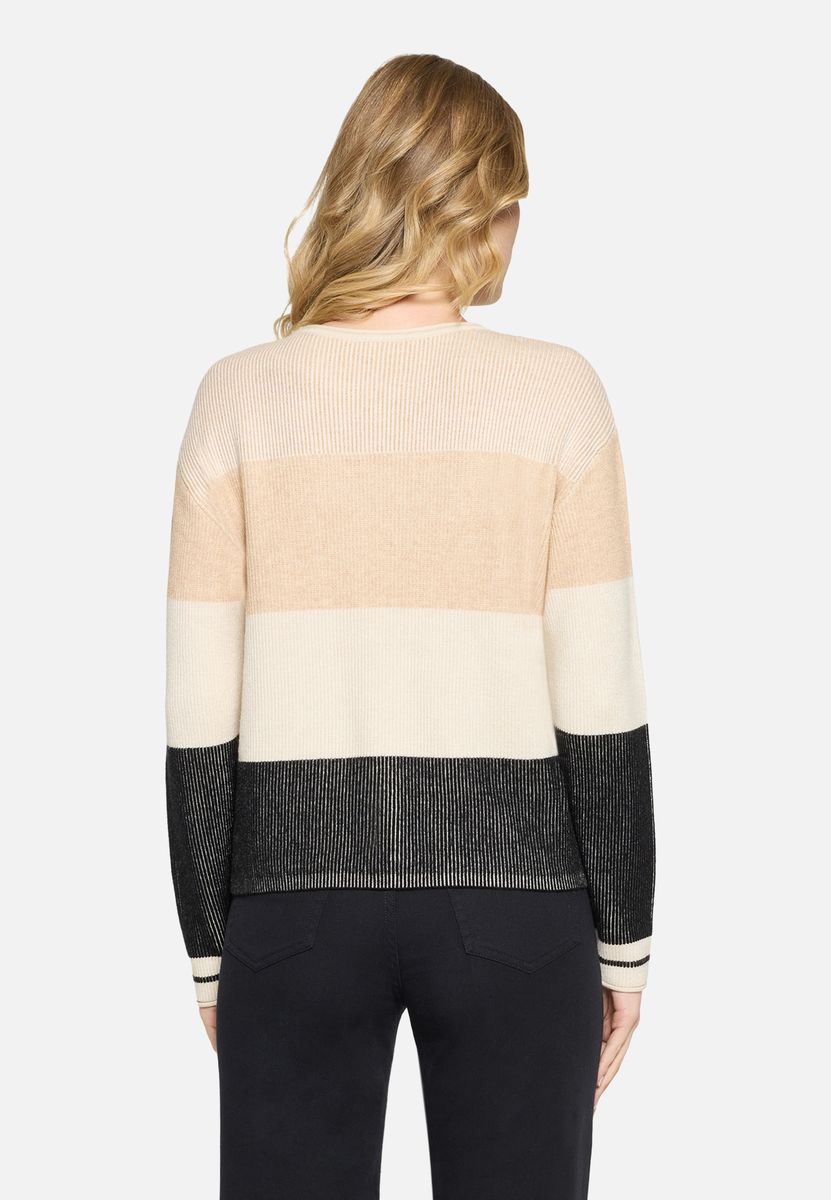 Moderner Color-Block Rippstrick-Pullover