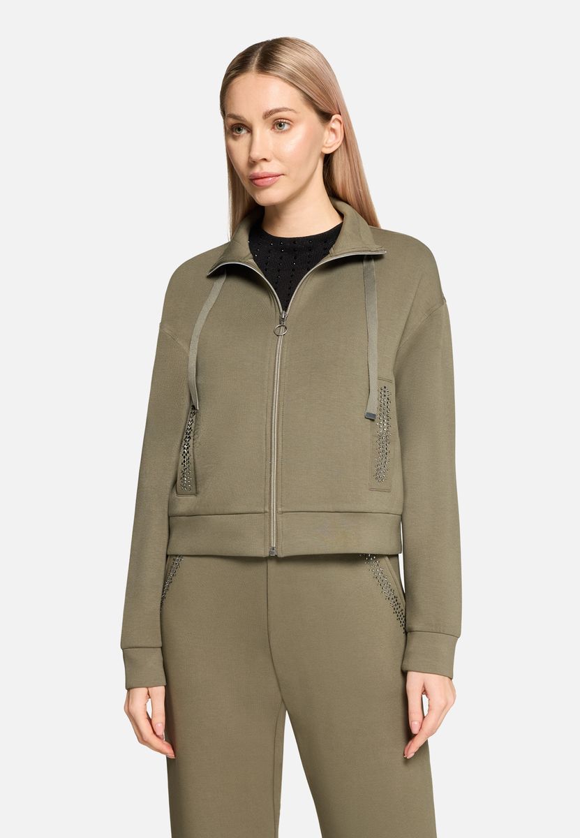 Sweatjacke mit Schmucksteinbesatz