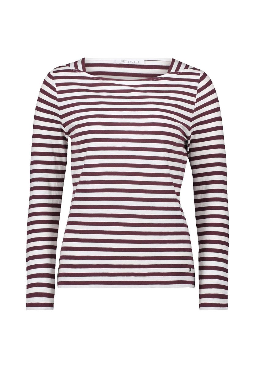 Gestreiftes Langarmshirt mit U-Boot-Ausschnitt