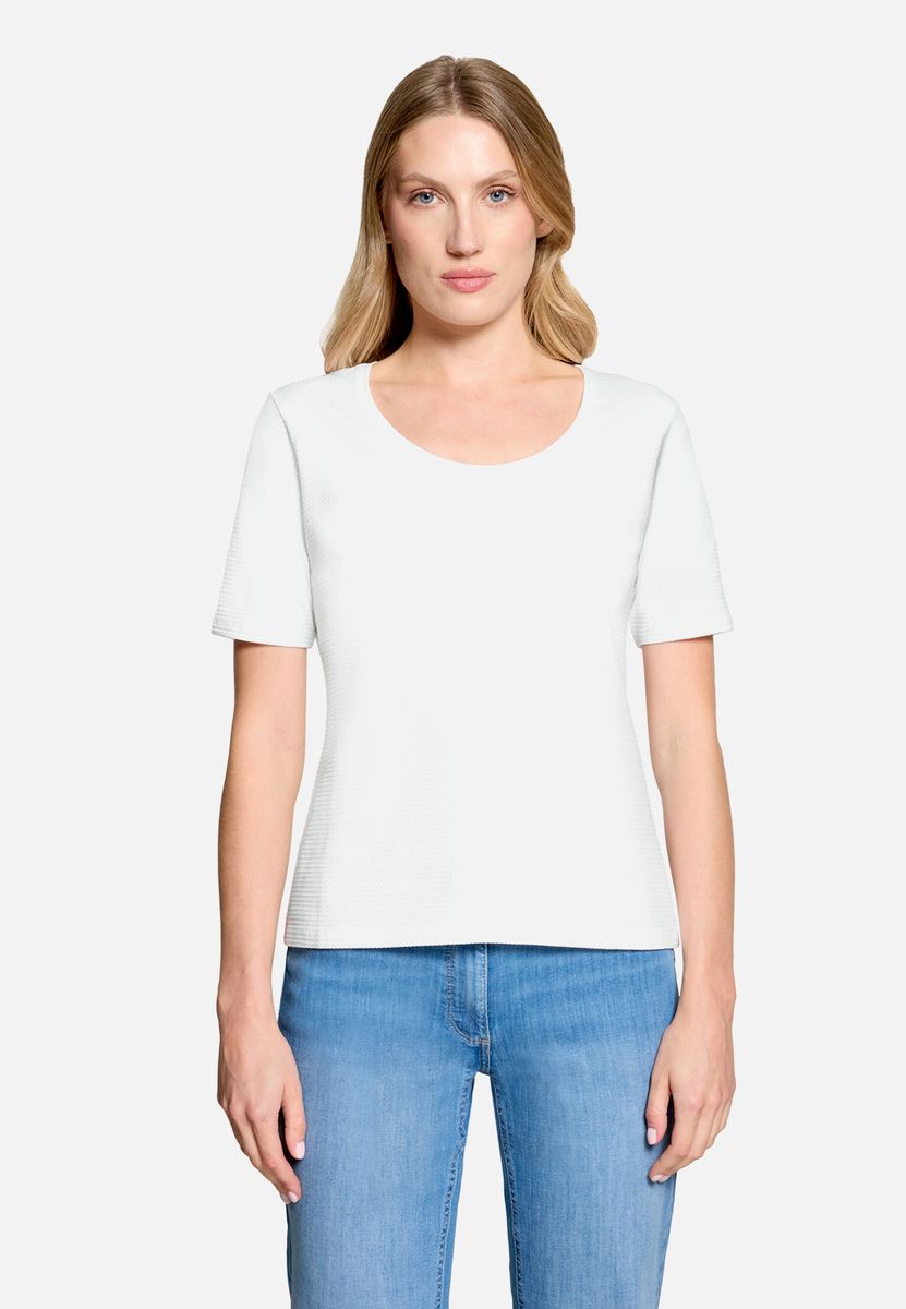 Strukturiertes Basic-Top mit Rundhals