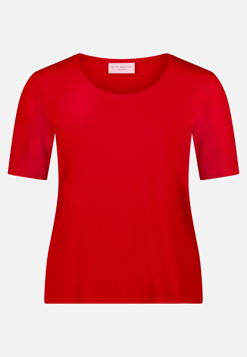Strukturiertes Kurzarm-Shirt mit Rundhalsausschnitt