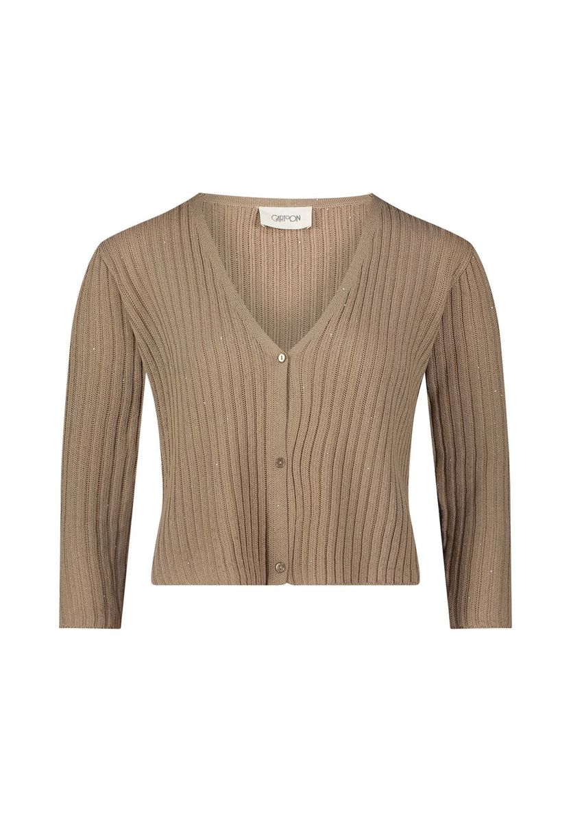 Elegante Strickjacke mit Rippenmuster und Pailletten