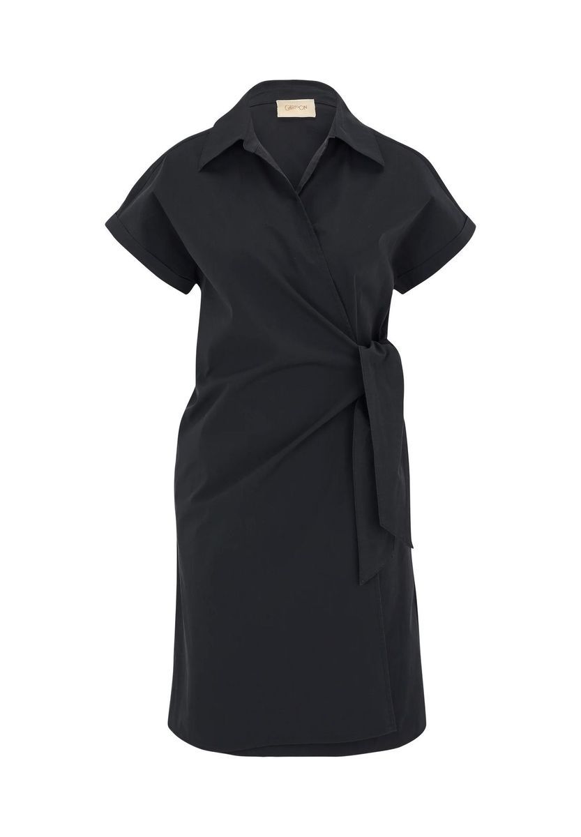 Elegantes schwarzes Wickel-Blusenkleid