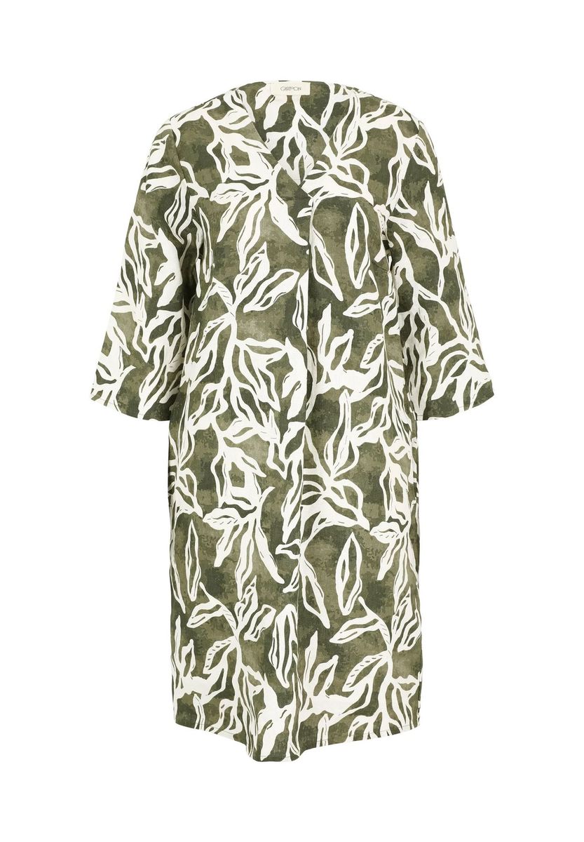 Locker geschnittenes Kleid aus Leinenmischgewebe mit Blumendruck