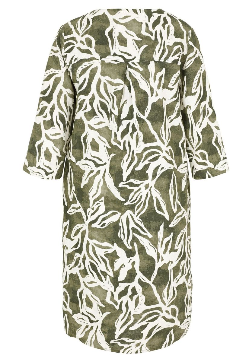 Locker geschnittenes Kleid aus Leinenmischgewebe mit Blumendruck