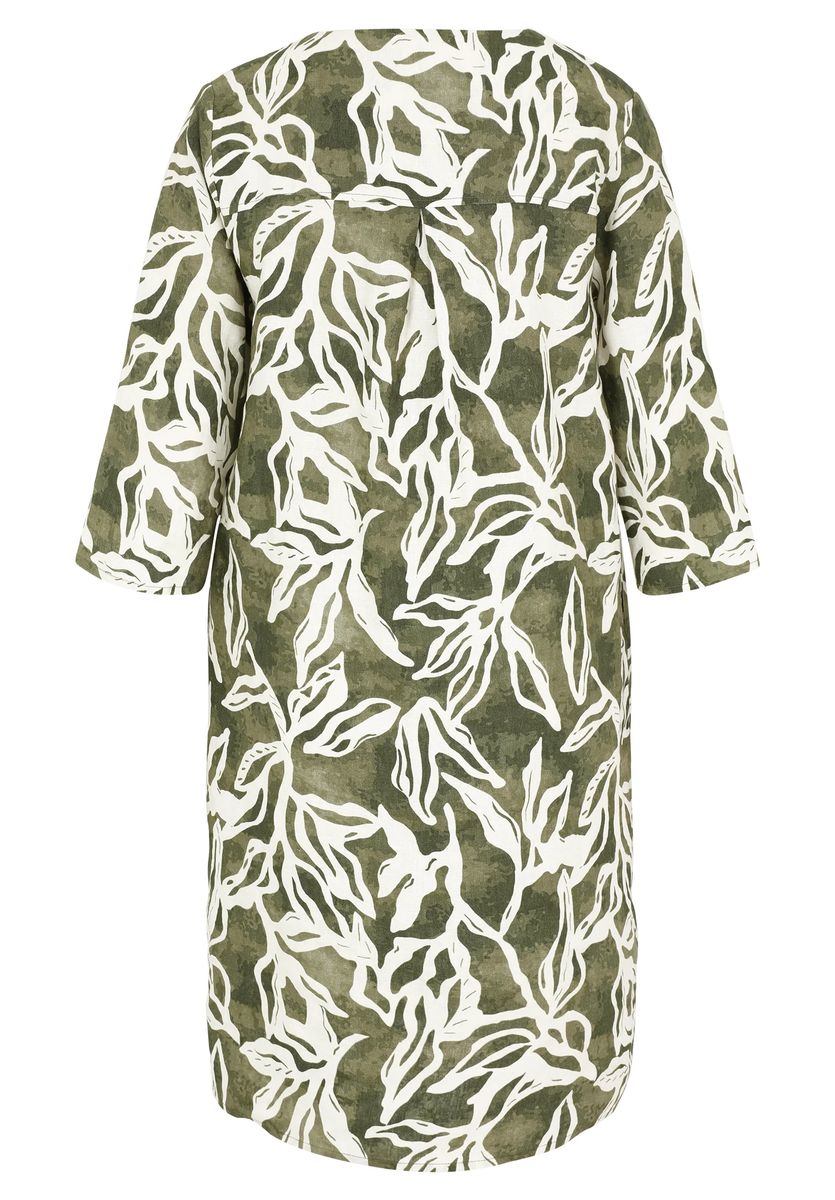 Locker geschnittenes Kleid aus Leinenmischgewebe mit Blumendruck