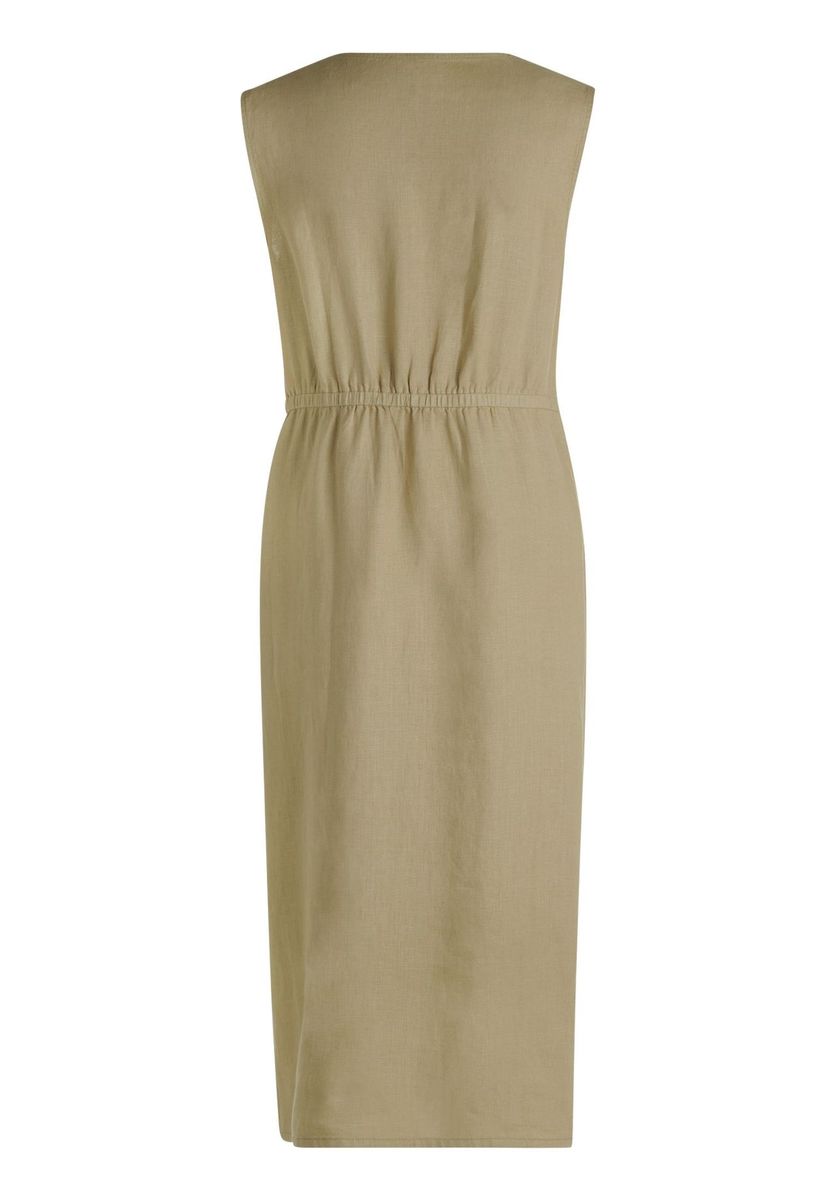 Ärmelloses Leinen-Midikleid mit Bindedetail